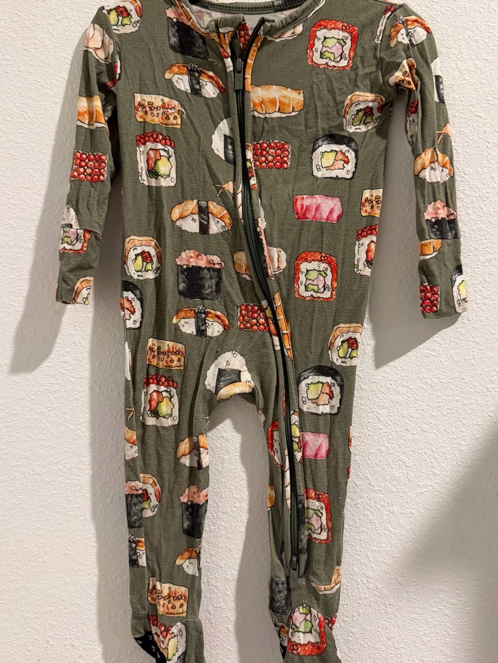 Posh Peanut Zip Footie with Colorful Sushi Print - Size 6-9 months